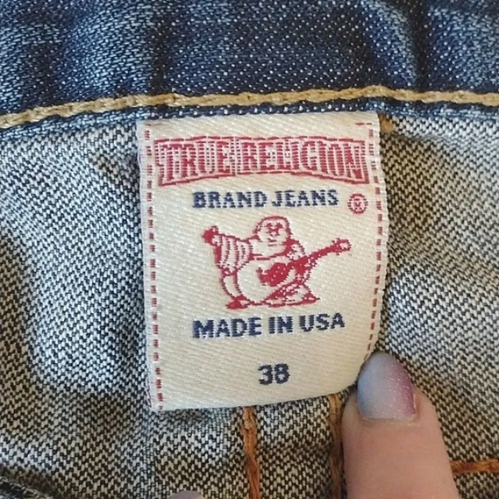 True Religion Blue Bobby Medium Wash Y2K Denim Baggy Jeans Size 38